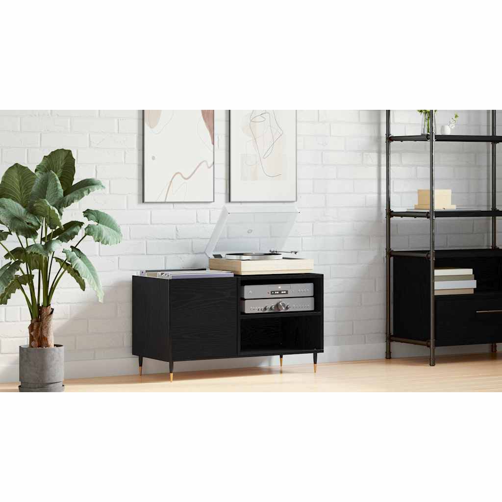 Record Cabinet Black Oak 85 x 38 x 48 cm Engineered Wood