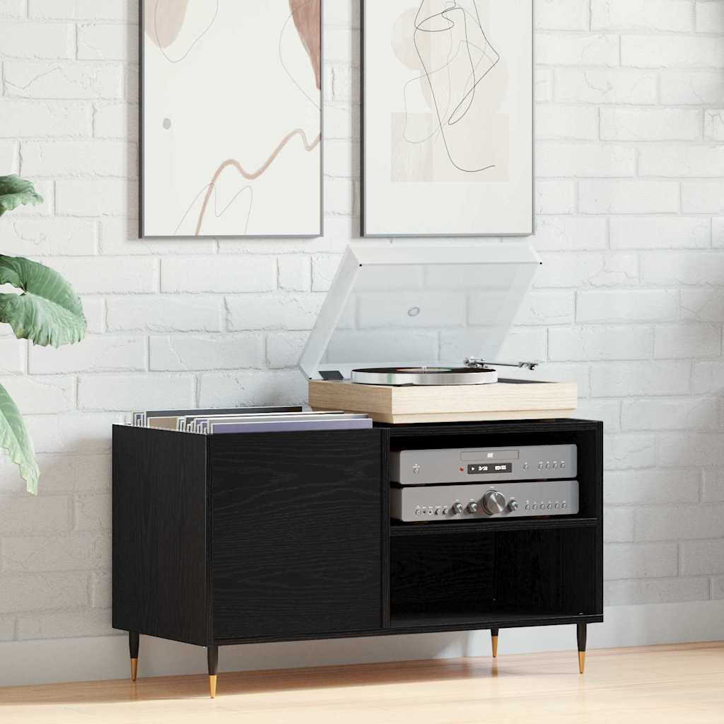 Record Cabinet Black Oak 85 x 38 x 48 cm Engineered Wood