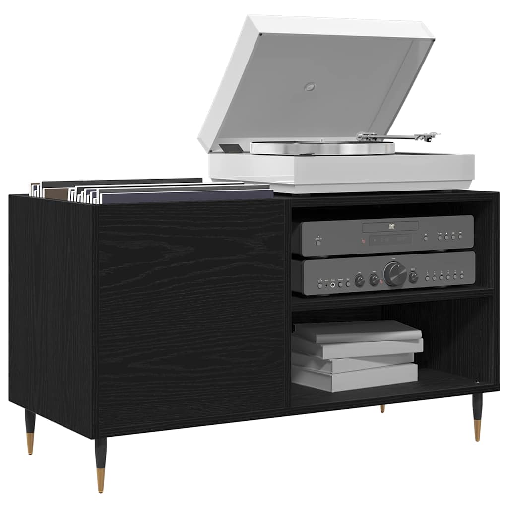 Record Cabinet Black Oak 85 x 38 x 48 cm Engineered Wood