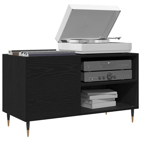 Record Cabinet Black Oak 85 x 38 x 48 cm Engineered Wood