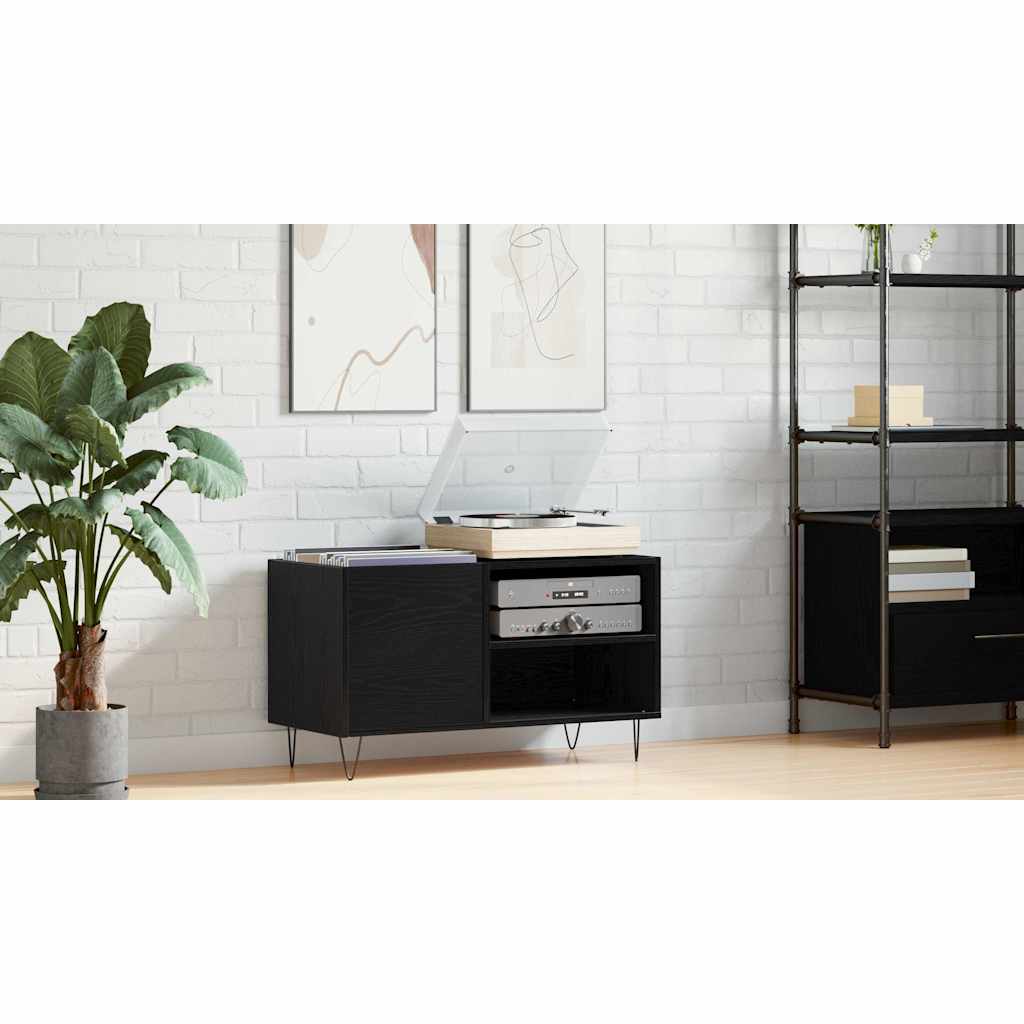 Record Cabinet Black Oak 85 x 38 x 48 cm Engineered Wood