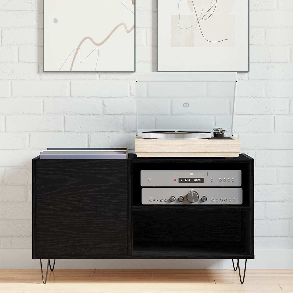 Record Cabinet Black Oak 85 x 38 x 48 cm Engineered Wood