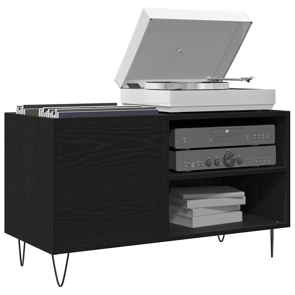 Record Cabinet Black Oak 85 x 38 x 48 cm Engineered Wood