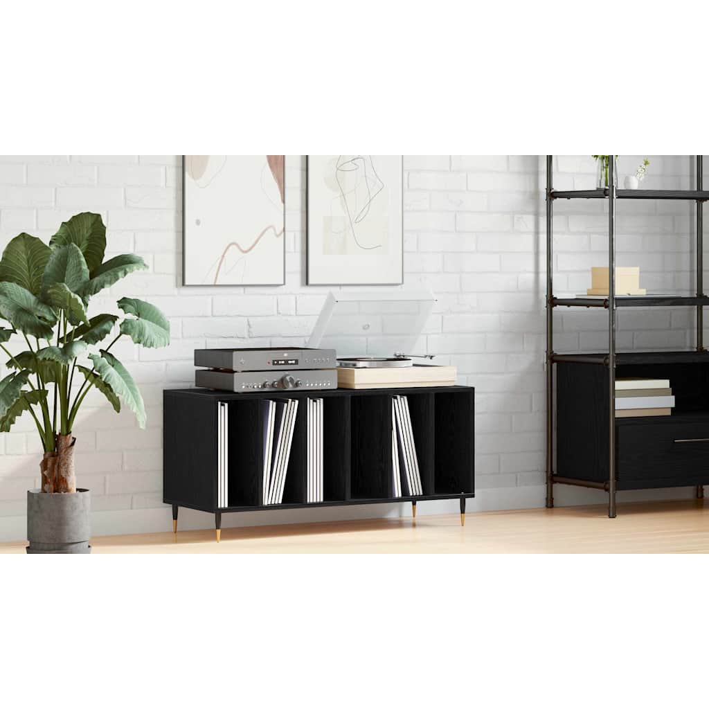 Record Cabinet Black Oak 100 x 38 x 48 cm Engineered Wood