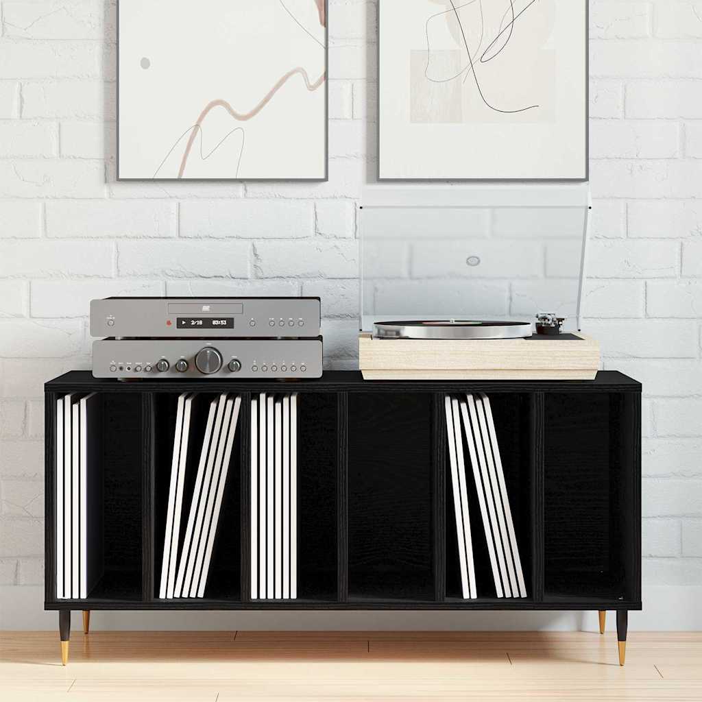 Record Cabinet Black Oak 100 x 38 x 48 cm Engineered Wood