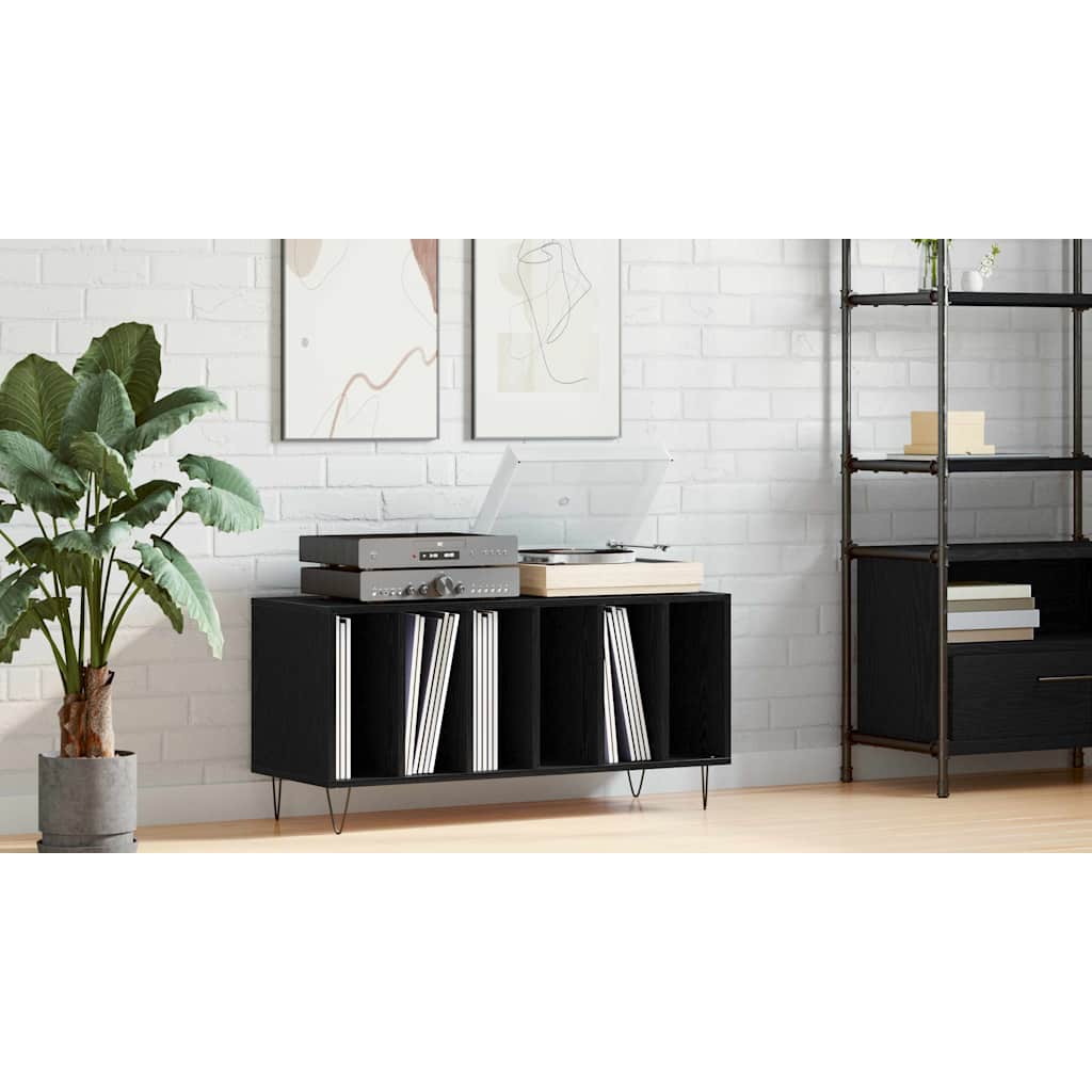Record Cabinet Black Oak 100 x 38 x 48 cm Engineered Wood