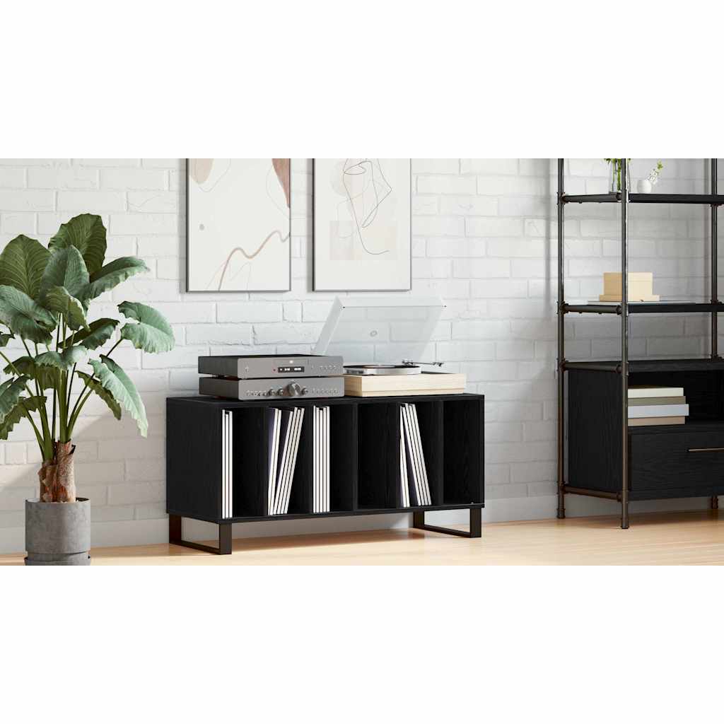 Record Cabinet Black Oak 100 x 38 x 48 cm Engineered Wood