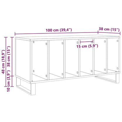 Record Cabinet Black Oak 100 x 38 x 48 cm Engineered Wood