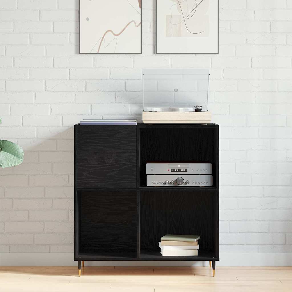 Record Cabinet Black Oak 85 x 38 x 89 cm Engineered Wood
