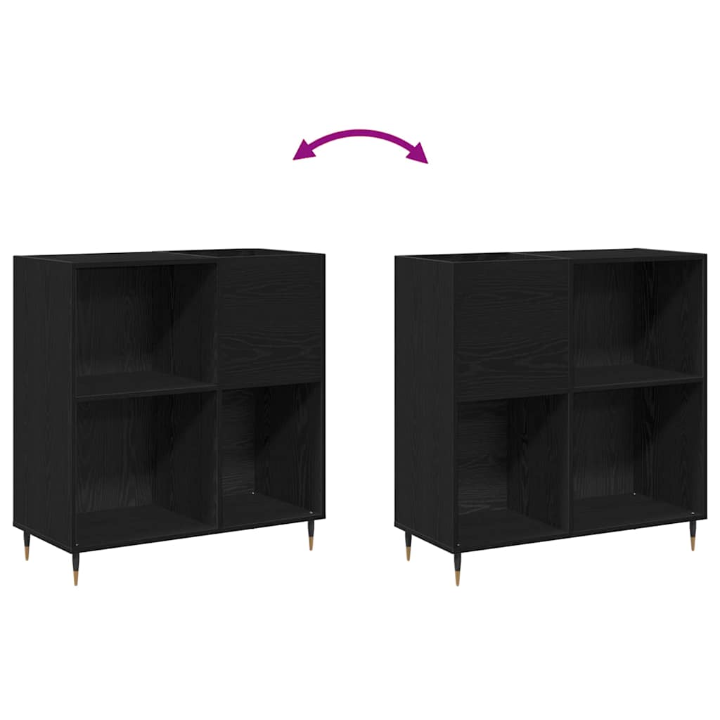 Record Cabinet Black Oak 85 x 38 x 89 cm Engineered Wood