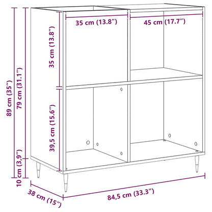 Record Cabinet Black Oak 85 x 38 x 89 cm Engineered Wood