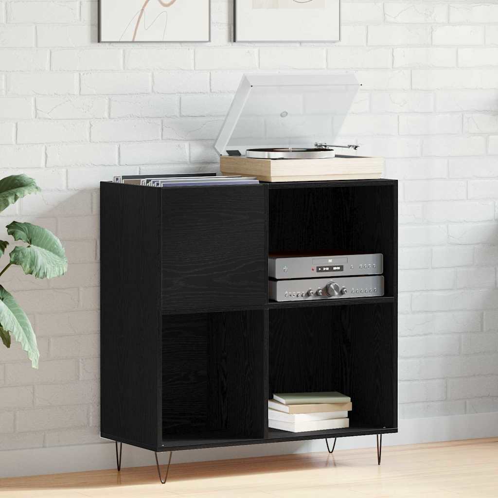 Record Cabinet Black Oak 85 x 38 x 89 cm Engineered Wood