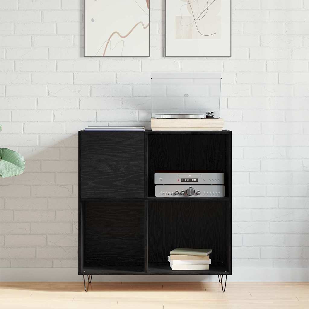Record Cabinet Black Oak 85 x 38 x 89 cm Engineered Wood