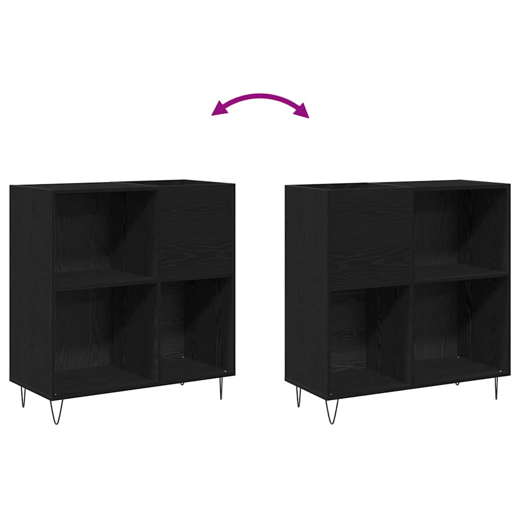 Record Cabinet Black Oak 85 x 38 x 89 cm Engineered Wood