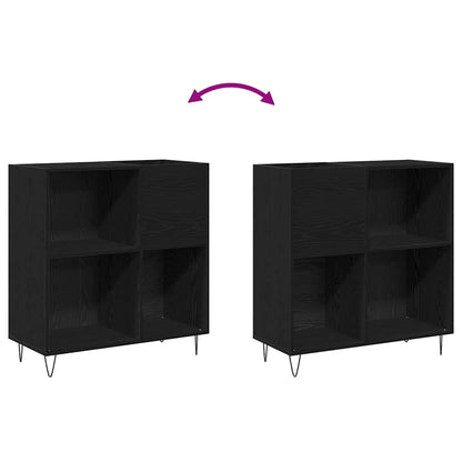 Record Cabinet Black Oak 85 x 38 x 89 cm Engineered Wood