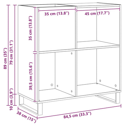 Record Cabinet Black Oak 84.5 x 38 x 89 cm Engineered Wood