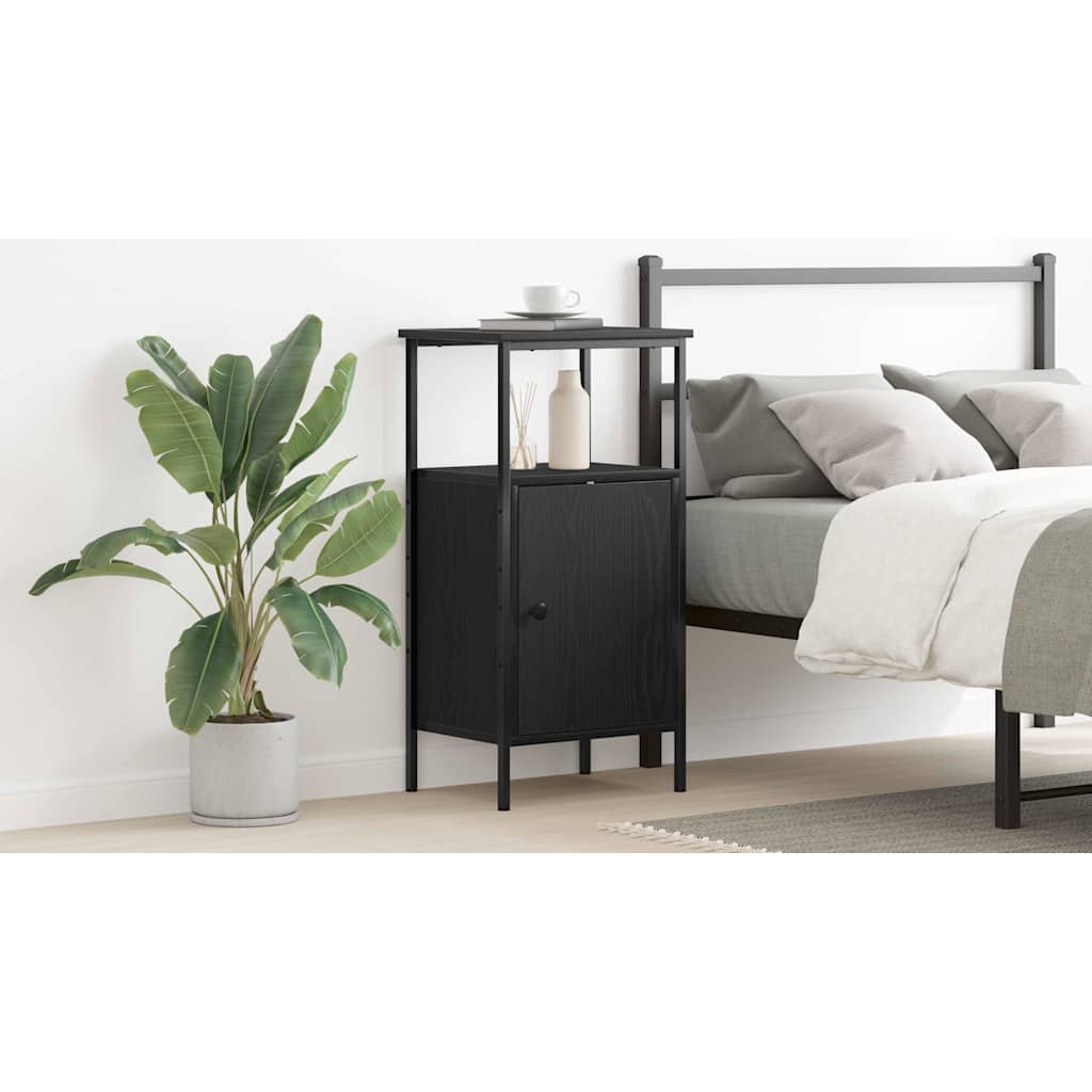 Bedside Cabinet Black Oak 41 x 31 x 80 cm Engineered Wood