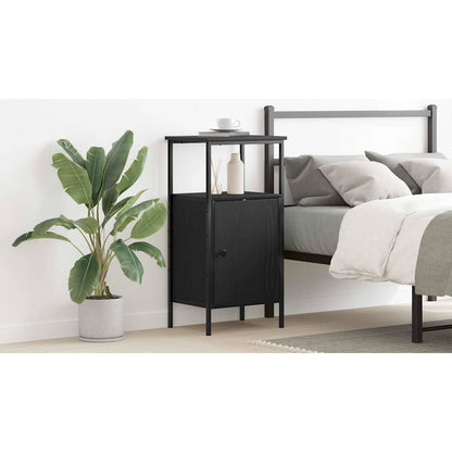 Bedside Cabinet Black Oak 41 x 31 x 80 cm Engineered Wood