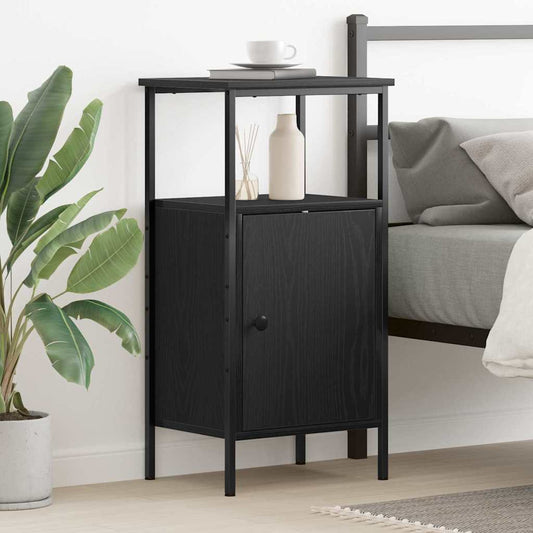 Bedside Cabinet Black Oak 41 x 31 x 80 cm Engineered Wood