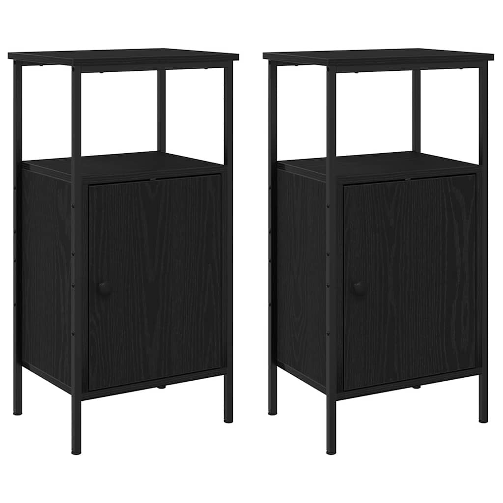Bedside Cabinet 2 pcs Black Oak 41 x 31 x 80 cm Engineered Wood