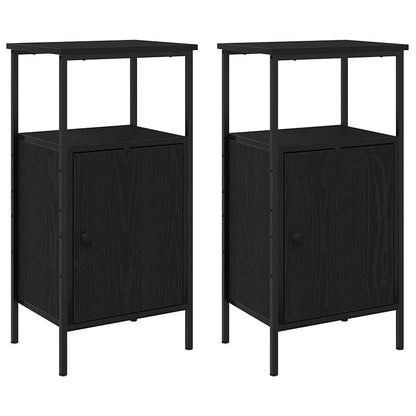Bedside Cabinet 2 pcs Black Oak 41 x 31 x 80 cm Engineered Wood