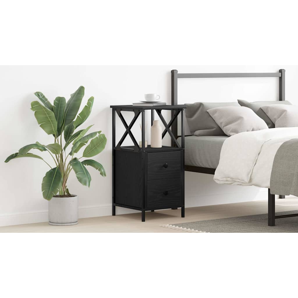 Bedside Cabinet Black Oak 34 x 35.5 x 70 cm Engineered Wood