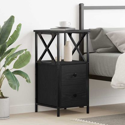Bedside Cabinet Black Oak 34 x 35.5 x 70 cm Engineered Wood
