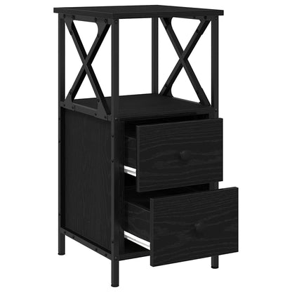 Bedside Cabinet Black Oak 34 x 35.5 x 70 cm Engineered Wood