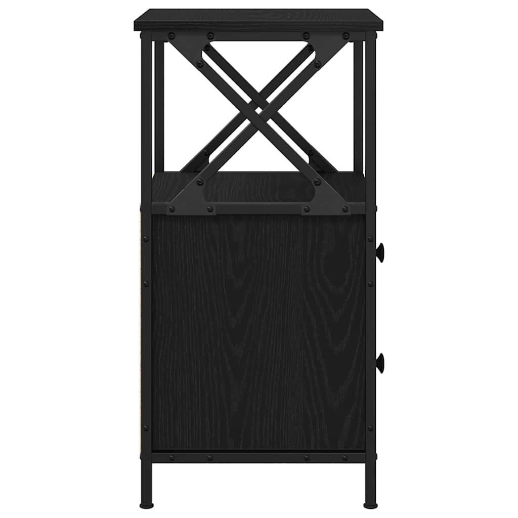Bedside Cabinet Black Oak 34 x 35.5 x 70 cm Engineered Wood