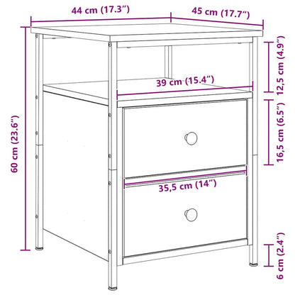 Bedside Cabinet 2 pcs Black Oak 34 x 35.5 x 50 cm