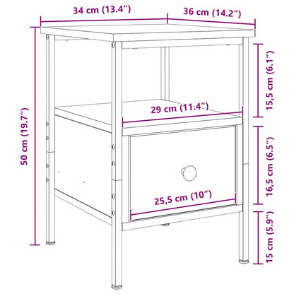 Bedside Cabinet 2 pcs Black Oak 34 x 36 x 50 cm Engineered Wood