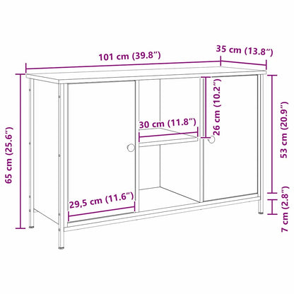 TV Cabinet Set 101 x 35 x 65 cm Black Oak Engineered Wood