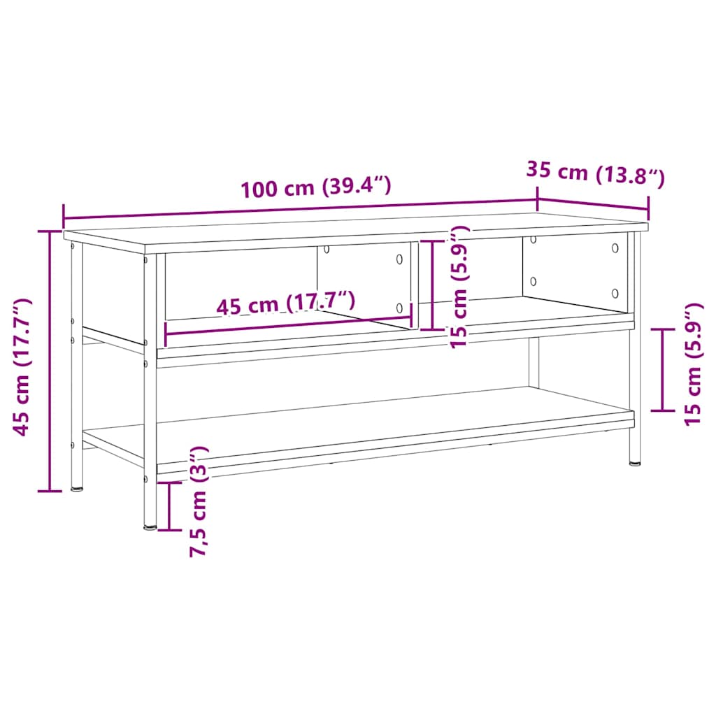 TV Cabinet Set 100 x 35 x 45 cm Artisan Oak Engineered Wood