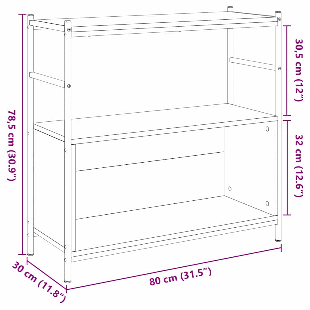 Bookshelf 80 x 30 x 78.5 cm Engineered Wood Black Oak