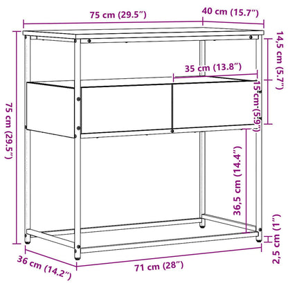 Console Table Black Oak 75 x 40 x 75 cm Engineered Wood