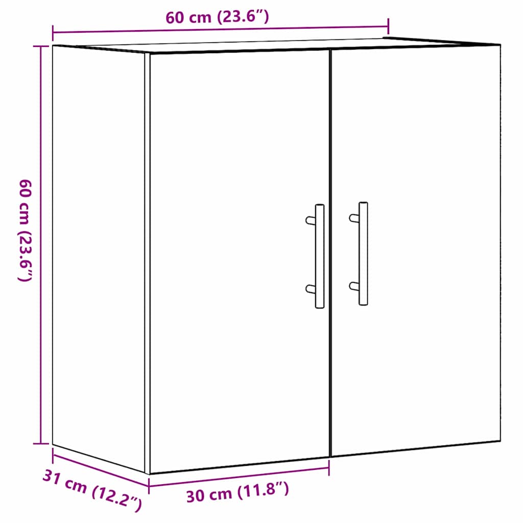 Wall-mounted Cabinet Black Oak 60 x 31 x 70 cm Engineered Wood
