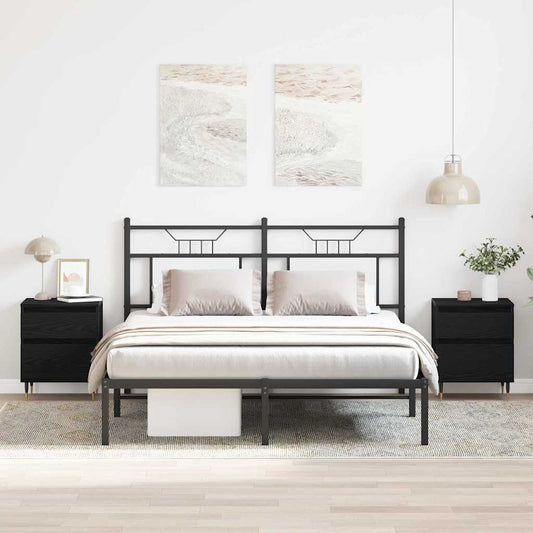 Bedside Cabinet 2 pcs Black Oak 40 x 35 x 50 cm Engineered Wood