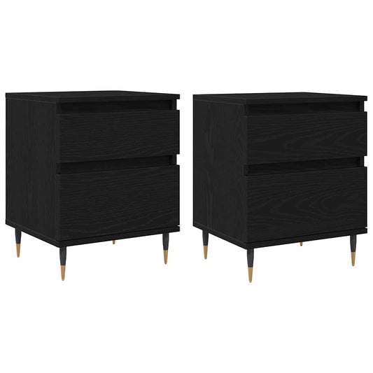 Bedside Cabinet 2 pcs Black Oak 40 x 35 x 50 cm Engineered Wood