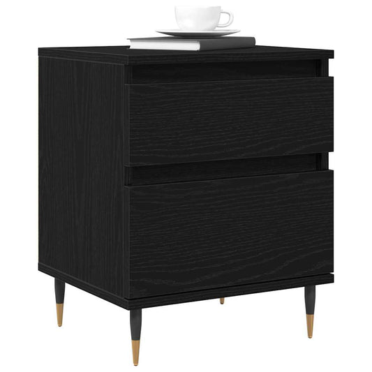 Bedside Cabinet 2 pcs Black Oak 40 x 35 x 50 cm Engineered Wood