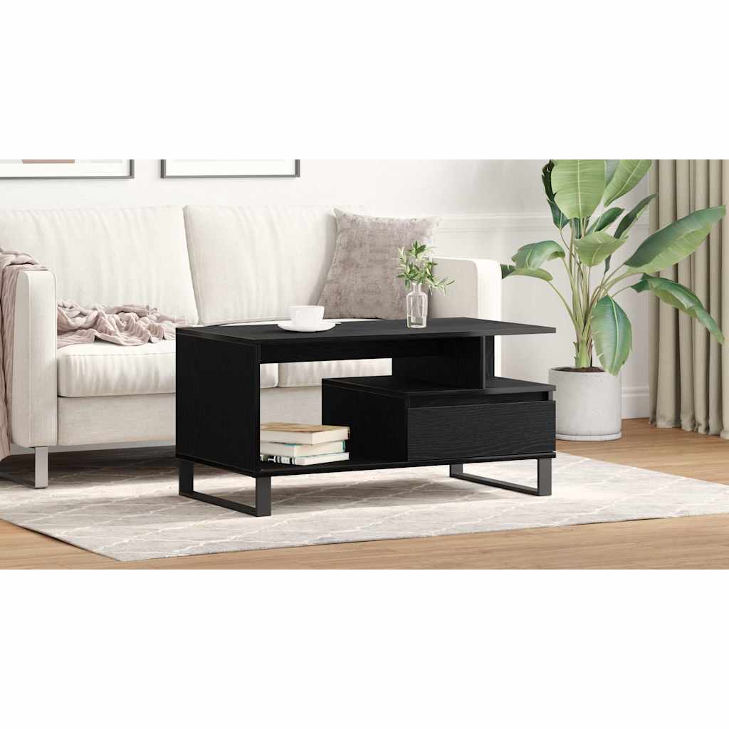 Coffee Table Black Oak 90 x 49 x 45 cm Engineered Wood