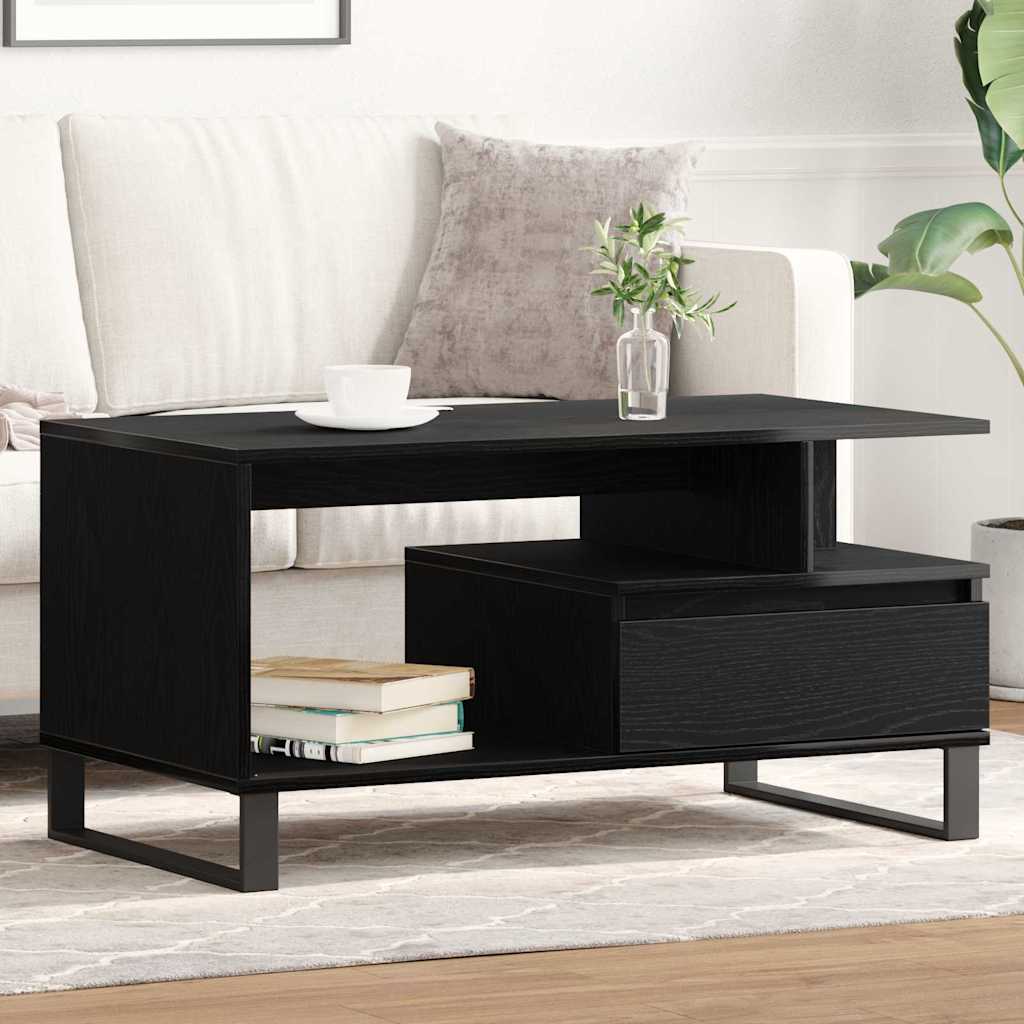 Coffee Table Black Oak 90 x 49 x 45 cm Engineered Wood