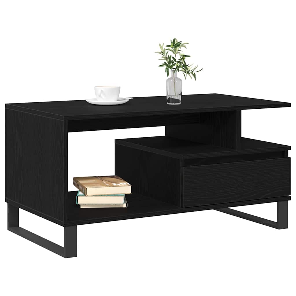 Coffee Table Black Oak 90 x 49 x 45 cm Engineered Wood