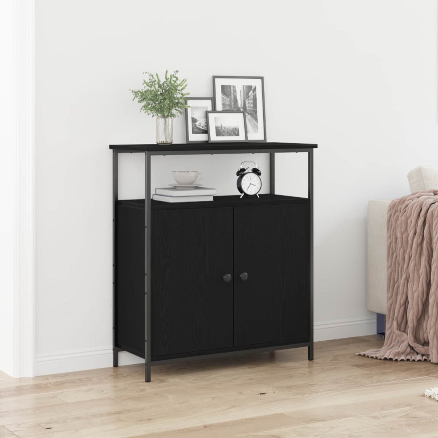 Sideboard Black Oak 70 x 30 x 80 cm Engineered Wood