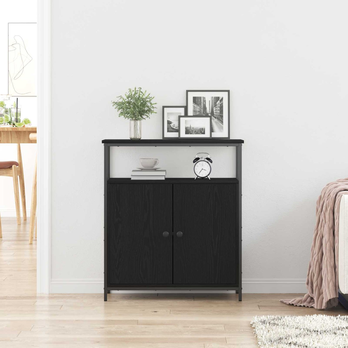 Sideboard Black Oak 70 x 30 x 80 cm Engineered Wood