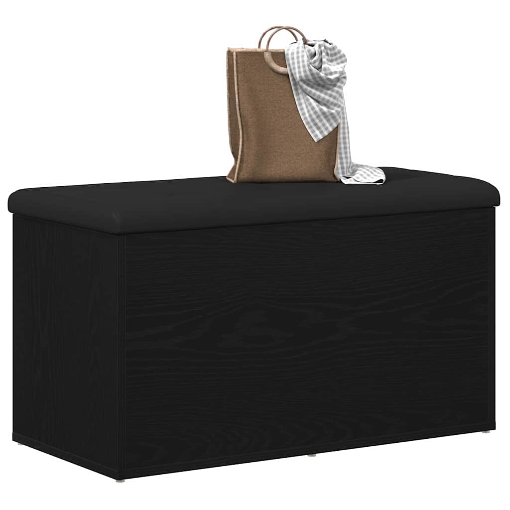 Storage Bench Black Oak 82 x 42 x 45 cm Engineered Wood