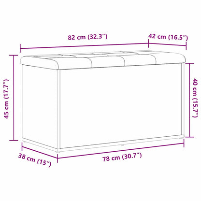 Storage Bench Black Oak 82 x 42 x 45 cm Engineered Wood