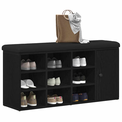 Storage Bench Black Oak 102 x 32 x 50 cm Engineered Wood