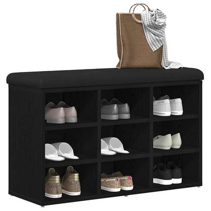 Shoe Bench with Shelf Black 82 x 32 x 50 cm Engineered wood