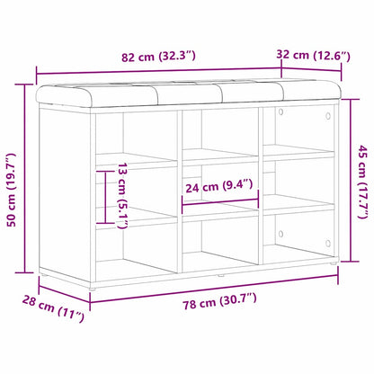 Shoe Bench with Shelf Black 82 x 32 x 50 cm Engineered wood