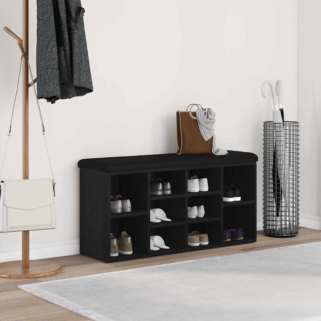 Shoe Bench Black Oak 102 x 32 x 50 cm Engineered Wood